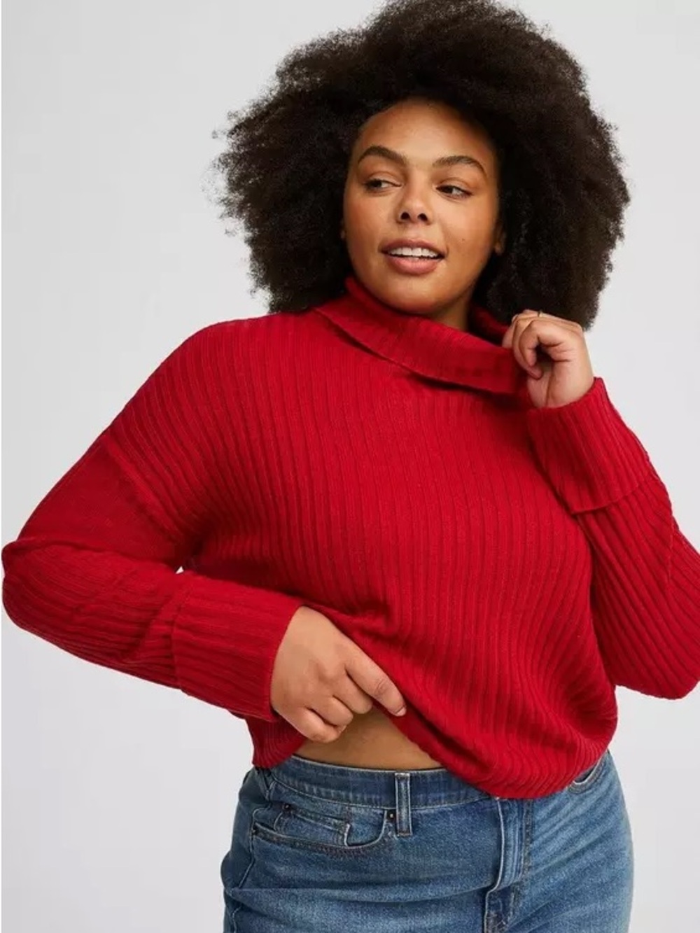 Torrid Ribbed Boxy Turtle Neck Pullover - Picture 2 of 7